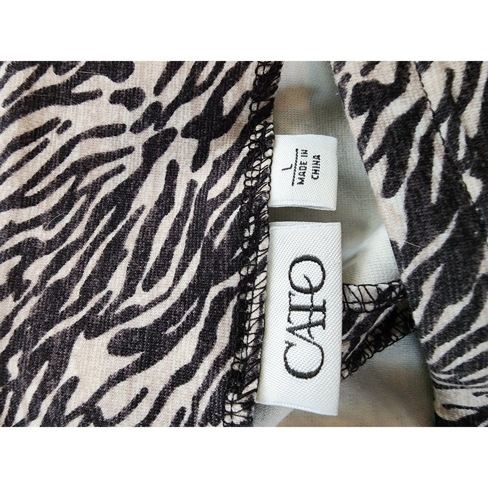 Cato Womens L Animal Zebra Print Maxi Pencil Boho Skirt Black White Stretch - Picture 3 of 5